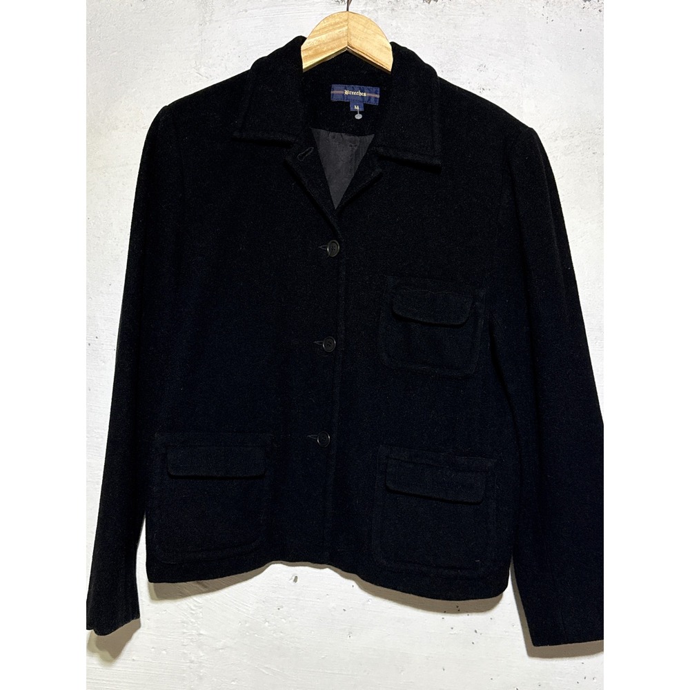 Breeches Womens M Field Jacket Black Wool Blend Made in USA Utility Chore Coat